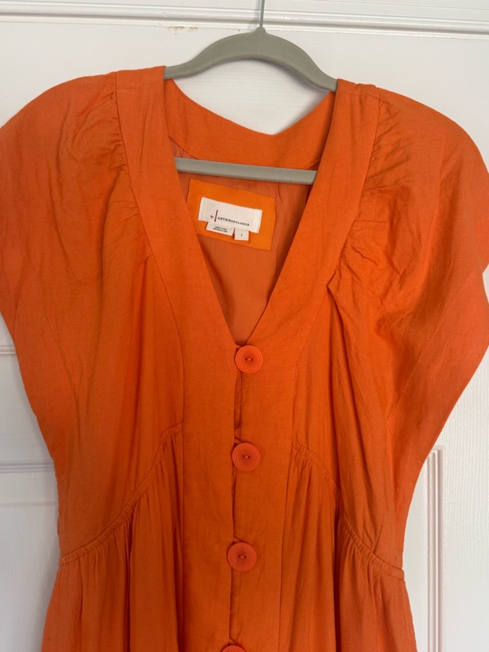 Anthropologie Orange Button-Front Maxi Dress - Picture 3 of 8